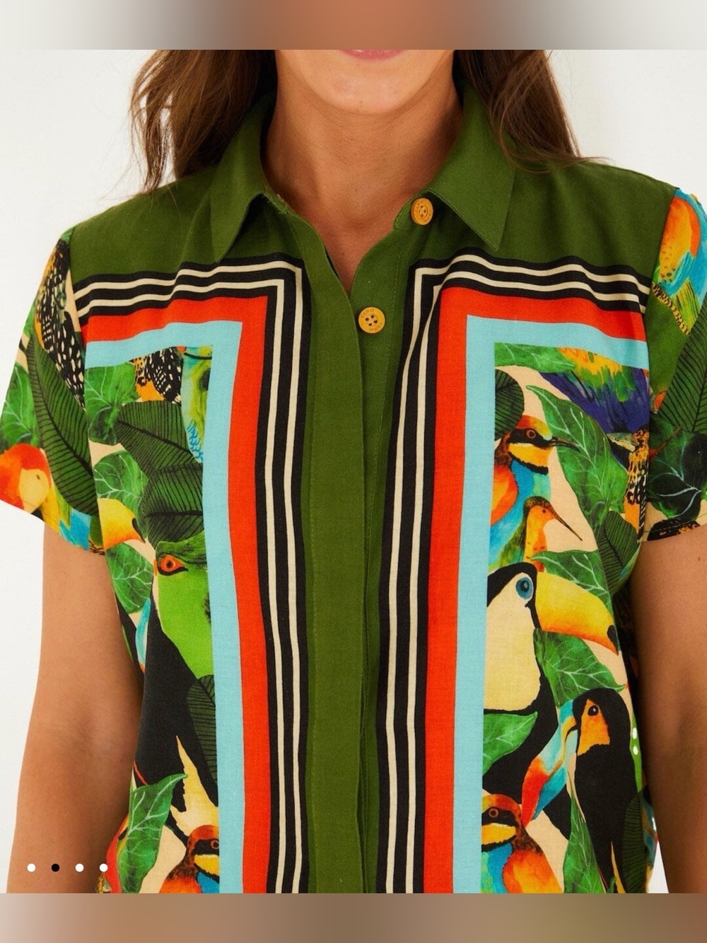 Farm Rio Bird Leaves Shirt. Shorts also available for sale in Size Small. - Picture 6 of 12